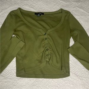 Green crop top long sleeve shirt from forever 21 size S